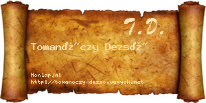 Tomanóczy Dezső névjegykártya